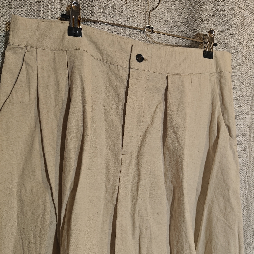 Cream Cotton And Hemp Apuntob Culottes - Picture 4 of 8